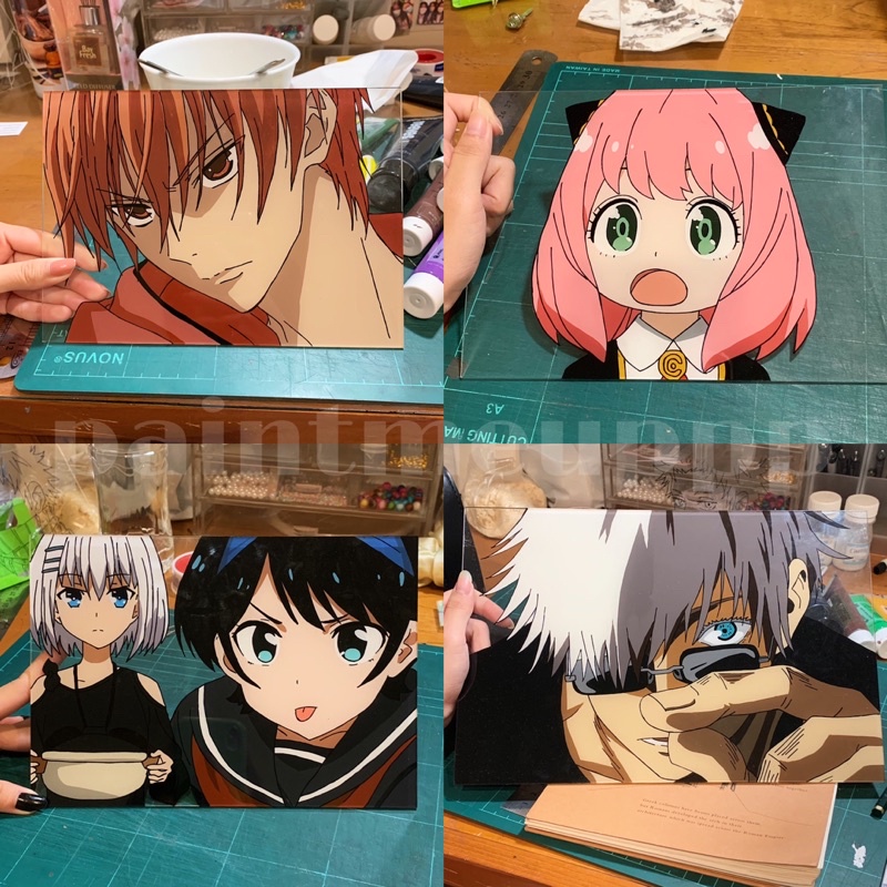 [OPEN PO] Custom Painting Cat Akrilik Anime A4 A5