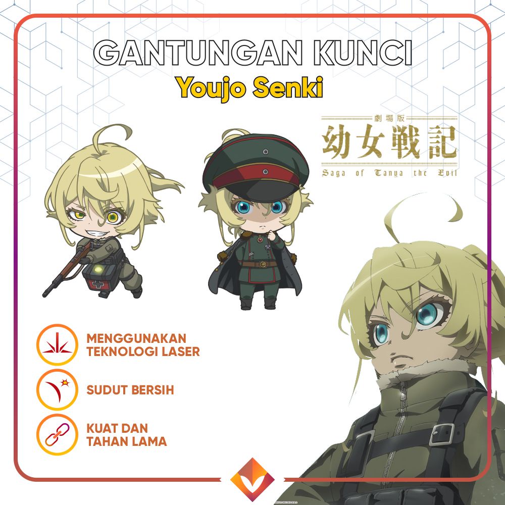 GANCI YOUJO SENKI CHIBI Keychain Gantungan Kunci Anime Isekai Von Degurechaff