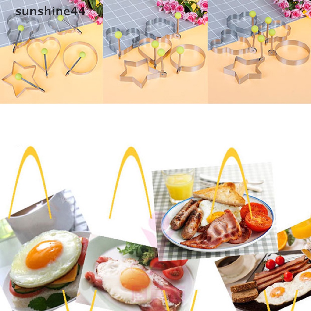 Sunshine 5pcs / set Cetakan Telur Goreng / Omelet Bentuk Lucu Bahan Stainless steel