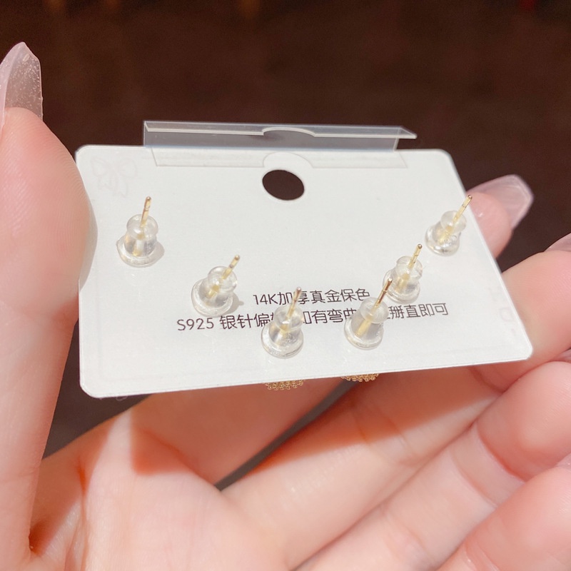 6pcs / Set Anting Tusuk / Stud Bentuk Kotak Dengan Berlian Imitasi Inlaid Untuk Wanita