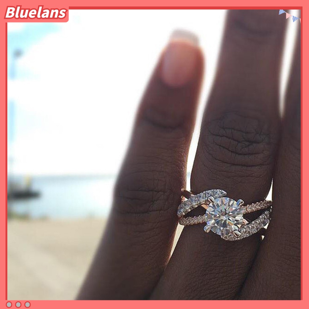 Cincin Jari Berlian Imitasi Model Hollow Untuk Wanita