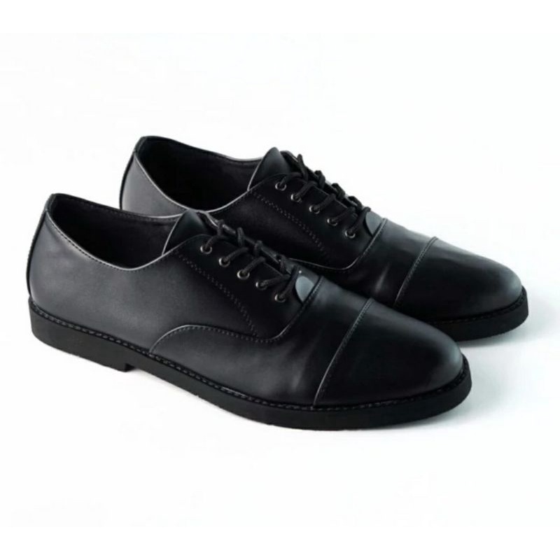 Sepatu Kerja 01.XFullBlack Pantofel Tali OVERSIZE 43.48 Sepatu Kerja Formal Pria Ukuran Besar Bule LUAR Negri Hitam, 44