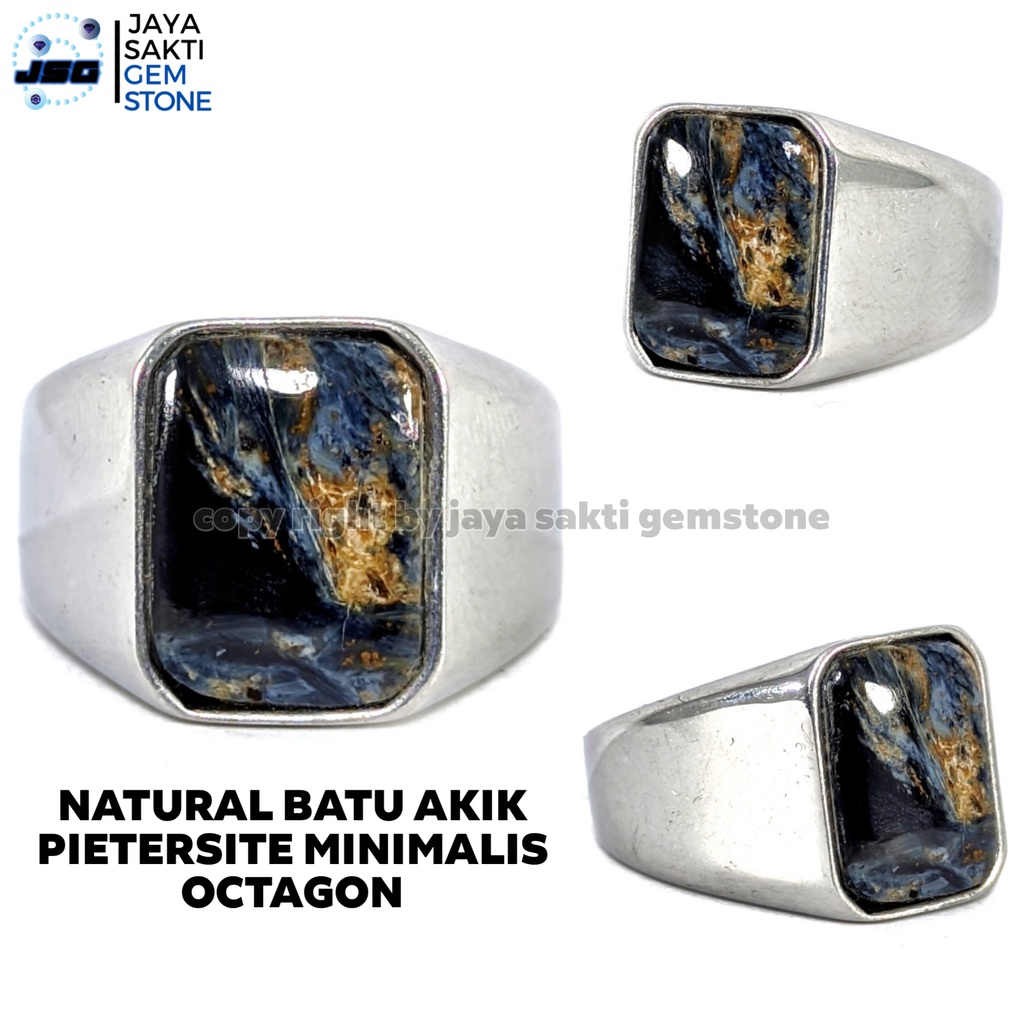 Natural Batu Permata Pietersite Minimalis Octagon PNB06