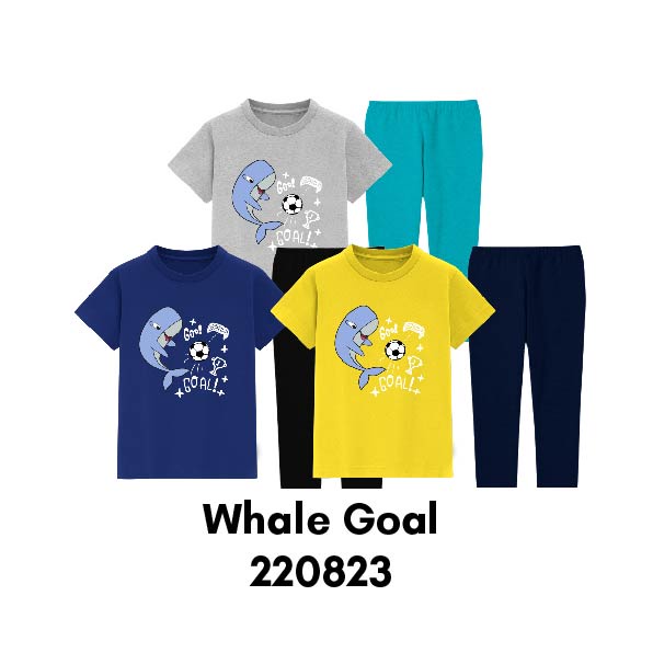 Baju Tidur Piyama Anak NAF World Cup Whale Goal Usia 2-8 Tahun Bahan Katun Premium