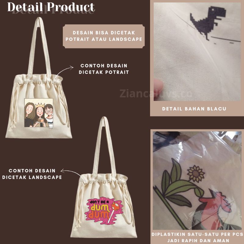 Totebag Custom Serut Blacu Satuan (30×40cm)