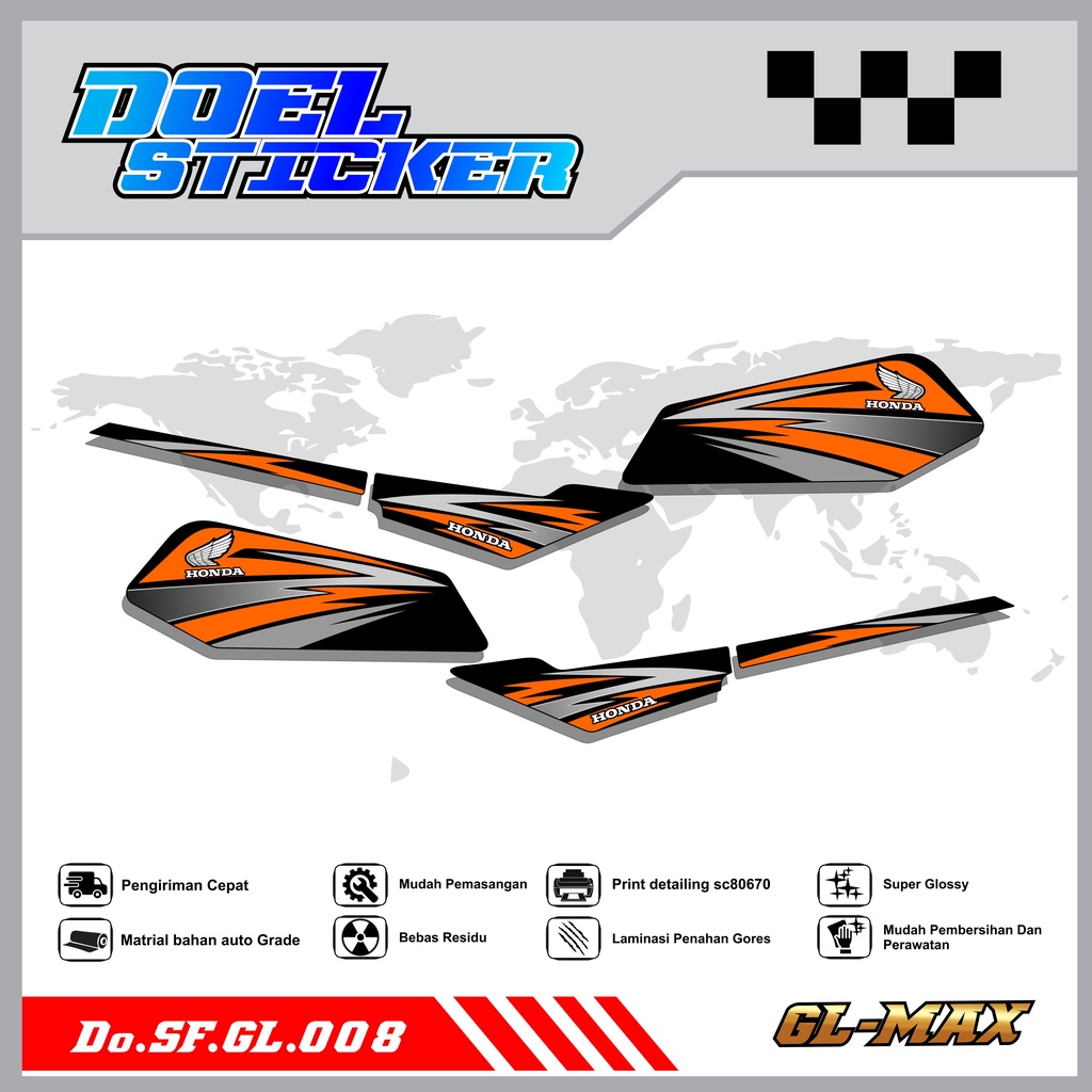 Sticker Striping GL PRO , MAX List Variasi Hologram pelangi,Crome Doel 008