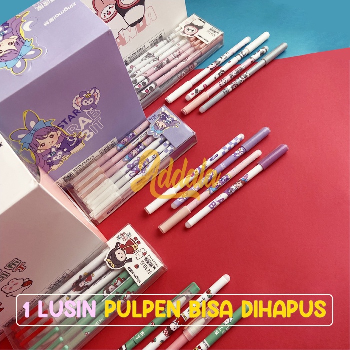 

1 Lusin Pulpen Bisa Dihapus 0.5mm Model Karakter Kartun / 12 PCS Erasable Pen