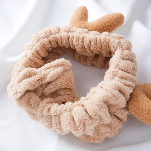 HHAN headband fluffy antler tanduk rusa kecil kain handuk cuci muka facial