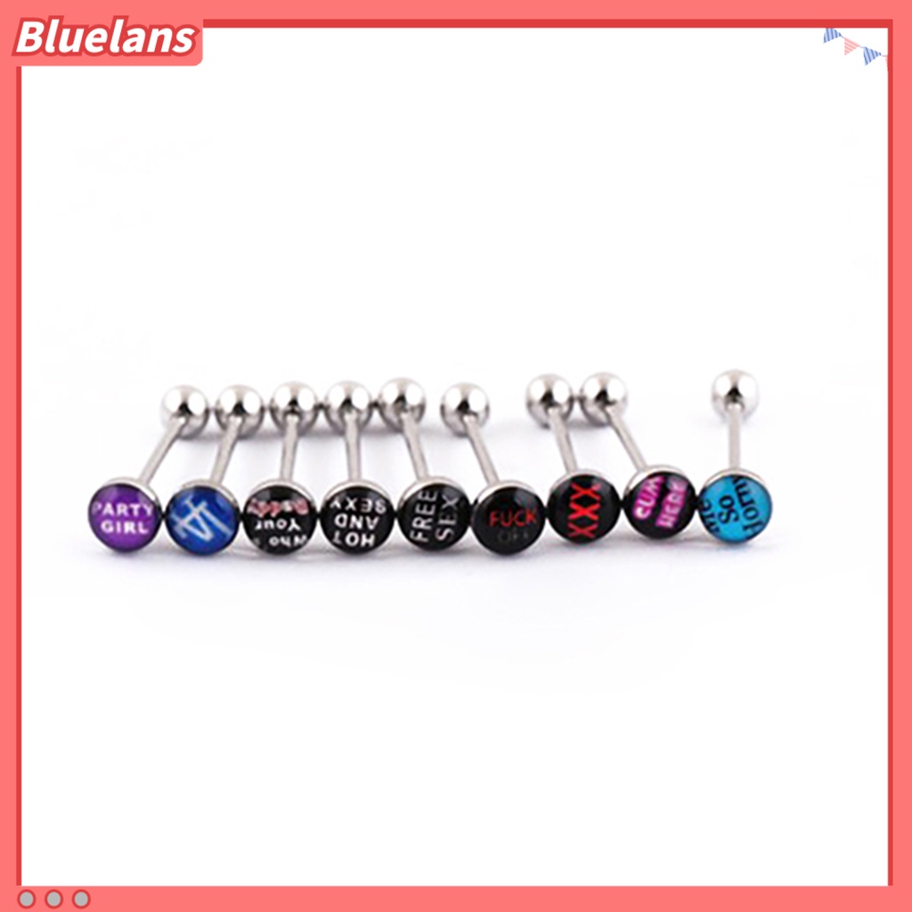 Bluelans 10Pcs Fashion Tongue Ring Flexible Multicolor 316L Stainless Steel Slave Tongue Ring