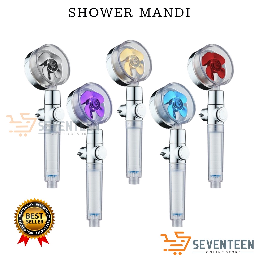 SEVENTEEN JET SHOWER MANDI KIPAS BALING 360 DERAJAT TURBO SHOWER HEAD WATER SAVING HIGH PRESSURE HAND SHOWER TURBO FAN SHOWER MANDI