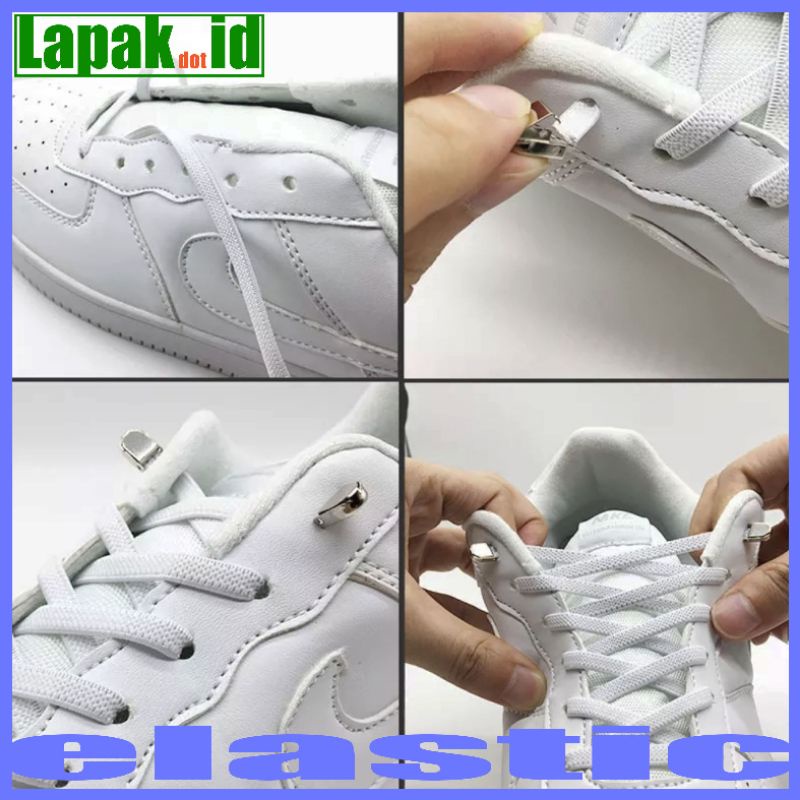 elastic shoelace lock clip tali sepatu elastis model flat