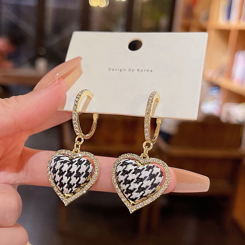 Anting Tusuk Sterling silver 925 Desain Houndstooth Mewah Untuk Wanita