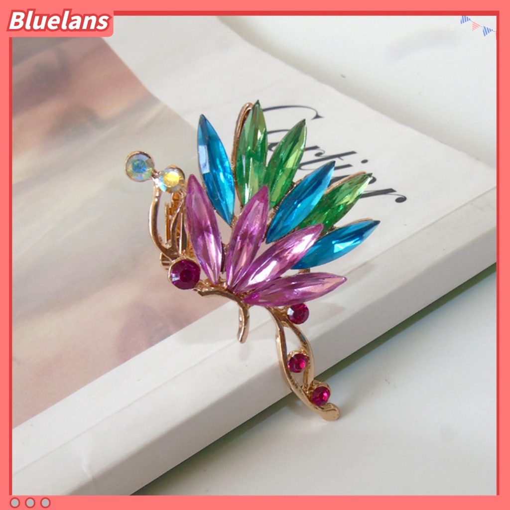 1 Pc Anting Klip Telinga Bentuk Kupu-Kupu Aksen Kristal Tiruan Shiny Warna-Warni Untuk Pengantin
