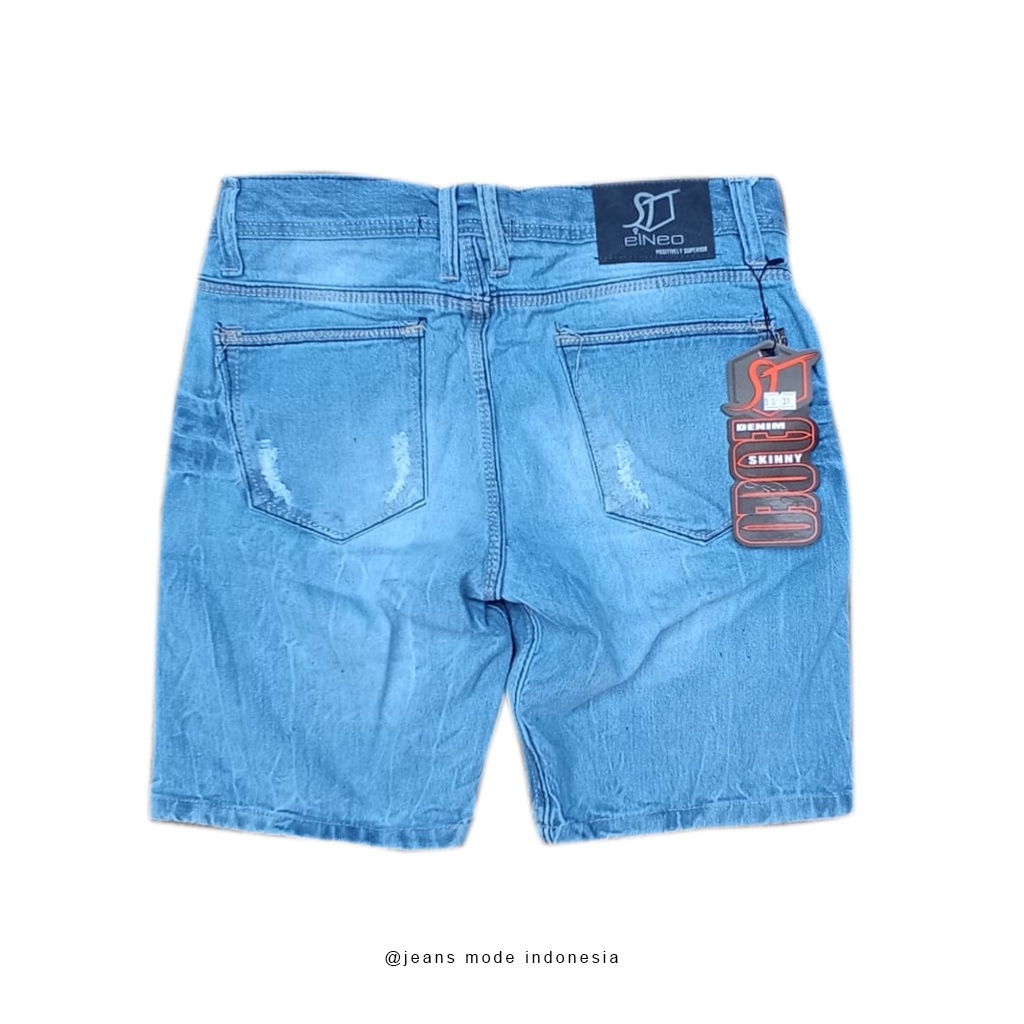 New Produk Broadshort denim Celana Jeans pendek riped tali original Pria terlaris-biru muda