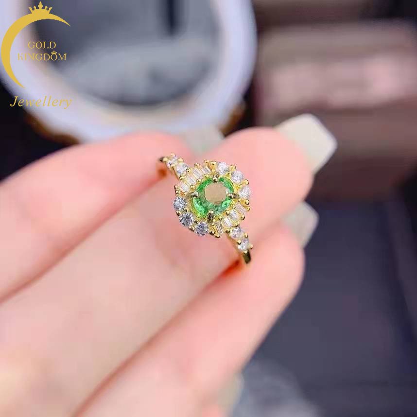 Goldkingdom Perhiasan Fashion Emas Asli Kadar 375 Bangkok Aksesoris Ready Stock Gilt Olive Green Ring Micro Diamond Ring Untuk Pertunangan Dan Nikah Dengan Wanita