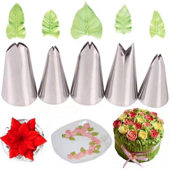 Spuit Stainless Premium Single Set Spuit Tanpa Sabungan Spuit Kue Alat Dekorasi Kue Piping Start Bintang Bunga Romania Daun Rumput 1M 2F 2D D66 195 6B 853 F02 108