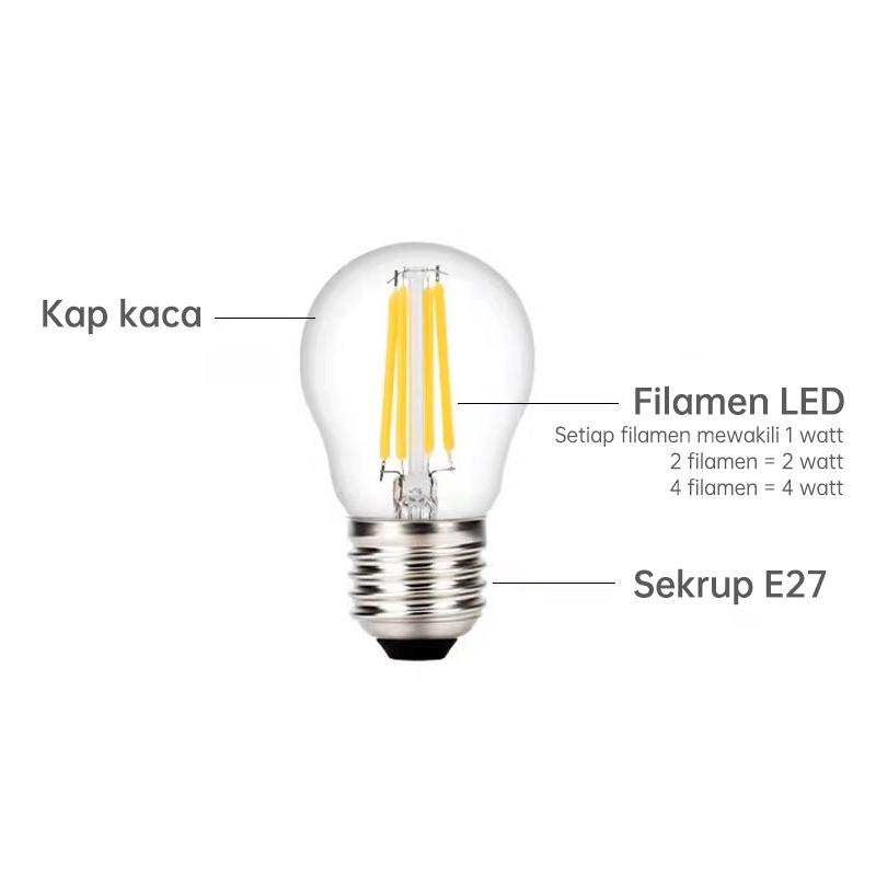 Lampu Led Filamen 4W / 2W Filamen Edison 4 WATT / 2 WATT E27 bohlam Caff ST64 / G45 / Lampu Cafe Dekorasi / Bulb  Bohlam Edison Lampu Hias Cafe/ Mewah