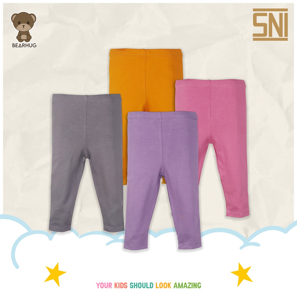 Bearhug Legging Bayi Perempuan Polos Belah XME1 Premium Spandek 6-18 Bulan