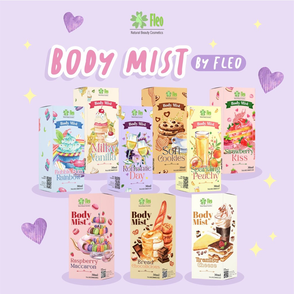 new FLEO BODY MIST 30ML - LAVENA BODY MIST 30ML SPARKLING ROMANTIC BUBBLE GUM STAWBERRY KISS / FLEO BODY MIST 75ML NEW BPOM | PARFUME BADAN FLEO 30ML