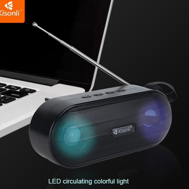 Best Price--KISONLI - Speaker Bluetooth Portable With Antena Support BT , FM Radio , USB , TF-Card -