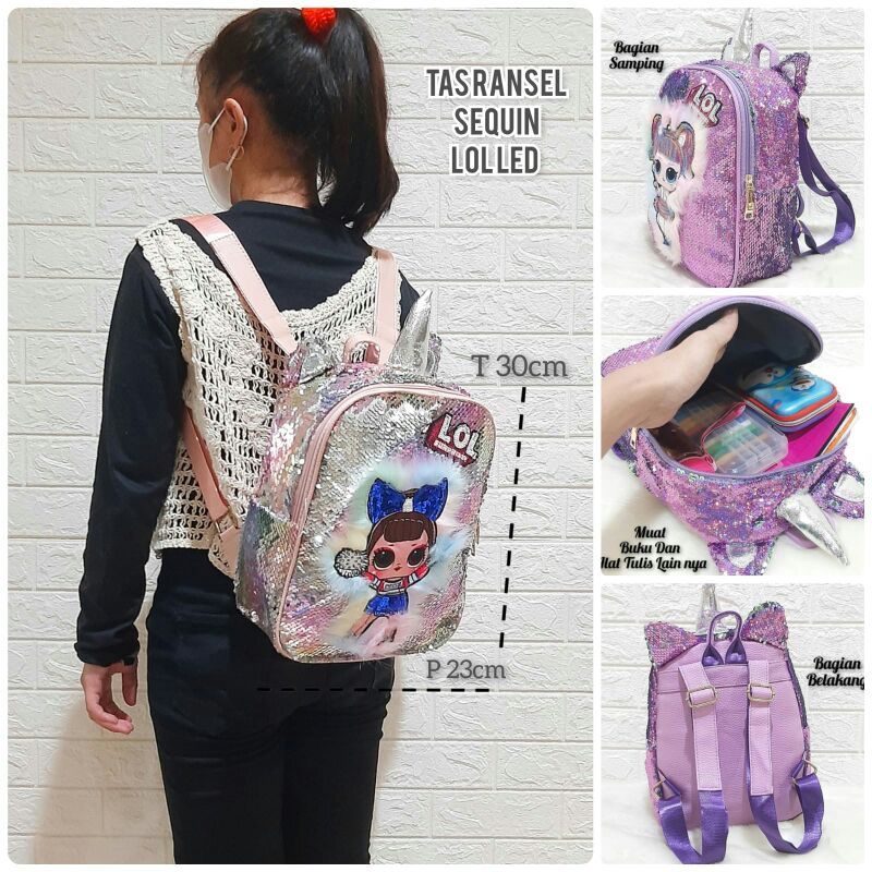 Tas Anak LOL LED / Tas Sequin Anak Perempuan