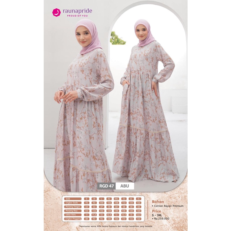 Gamis rauna RGD 47 / Raunapride Terbaru 2022 / dress muslim / baju muslim / baju wanita / gamis dewasa / pakaian wanita / rayon premium / fashion muslim