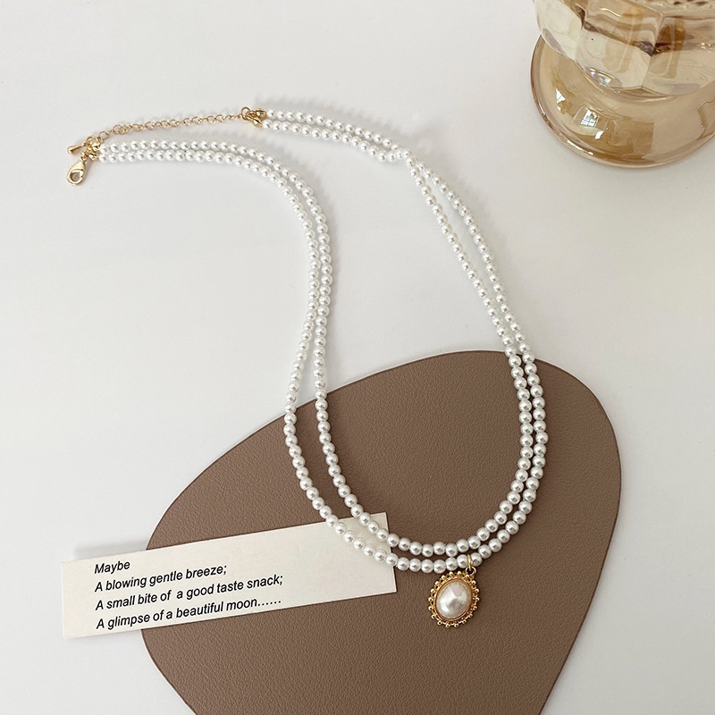 Kalung Choker Mutiara Ganda Gaya Retro Elegan Untuk Wanita