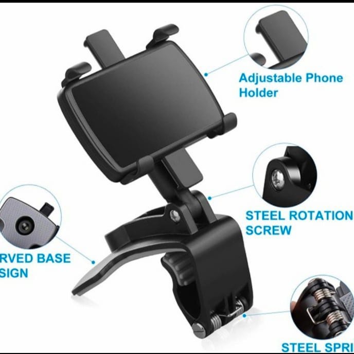 Dudukan Stand Handphone Car Phone Holder / Stand Holder Mobil HP / Holder HP Jepit Spion Dashboard