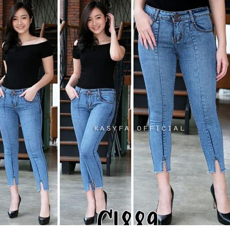 RAISA JEANS SNOW BELAH 7/9 // CELANA JEANS SNOW 7/9 BELAH TULANG –BMU.18Oc22ĸ