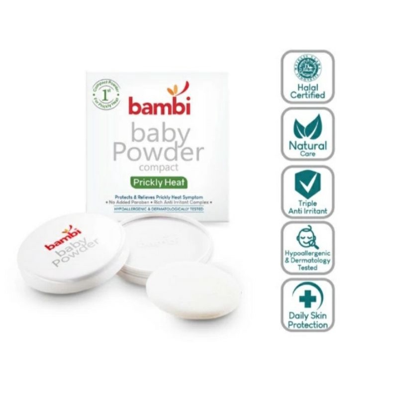 Bambi Baby Powder Compact Prickly Heat 40gr Bedak anti bang keringat