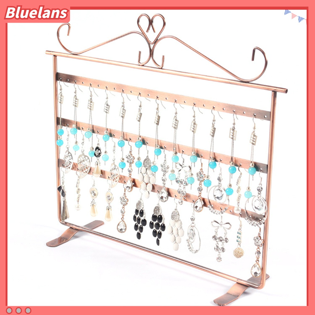 Rak Stand Holder Display Perhiasan Anting Kalung 72 Lubang Bahan Logam