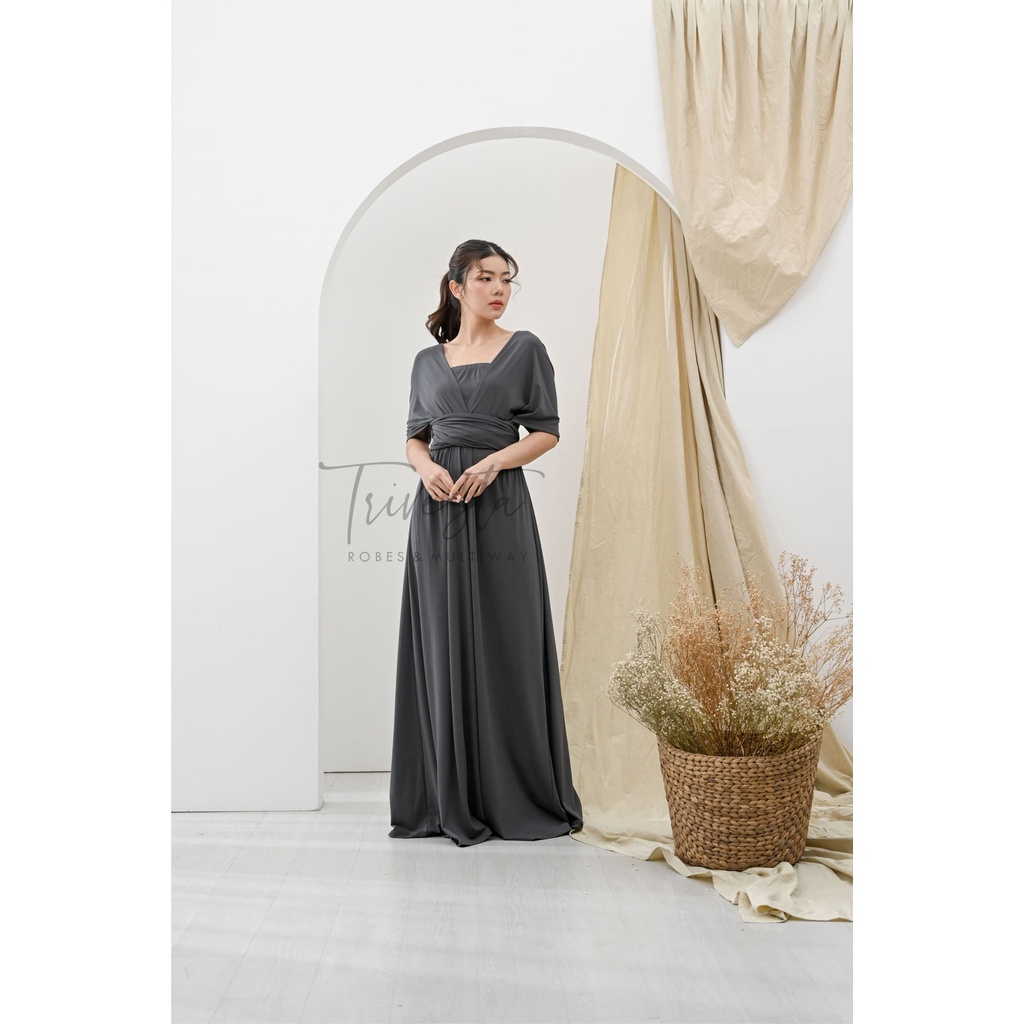 MAXI | DARK GREY | MULTIWAY INFINITY CONVERTIBLE DRESS | FREE KEMBEN &amp; SPECIAL LONG SCRAFT