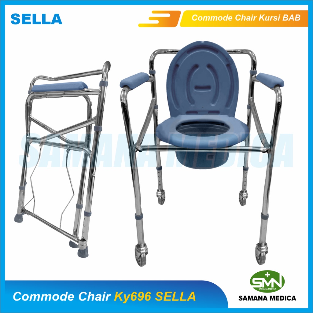 Commode Chair SELLA KY696 Kursi Toilet Commode chair BAB dengan Roda Bisa Dilipat