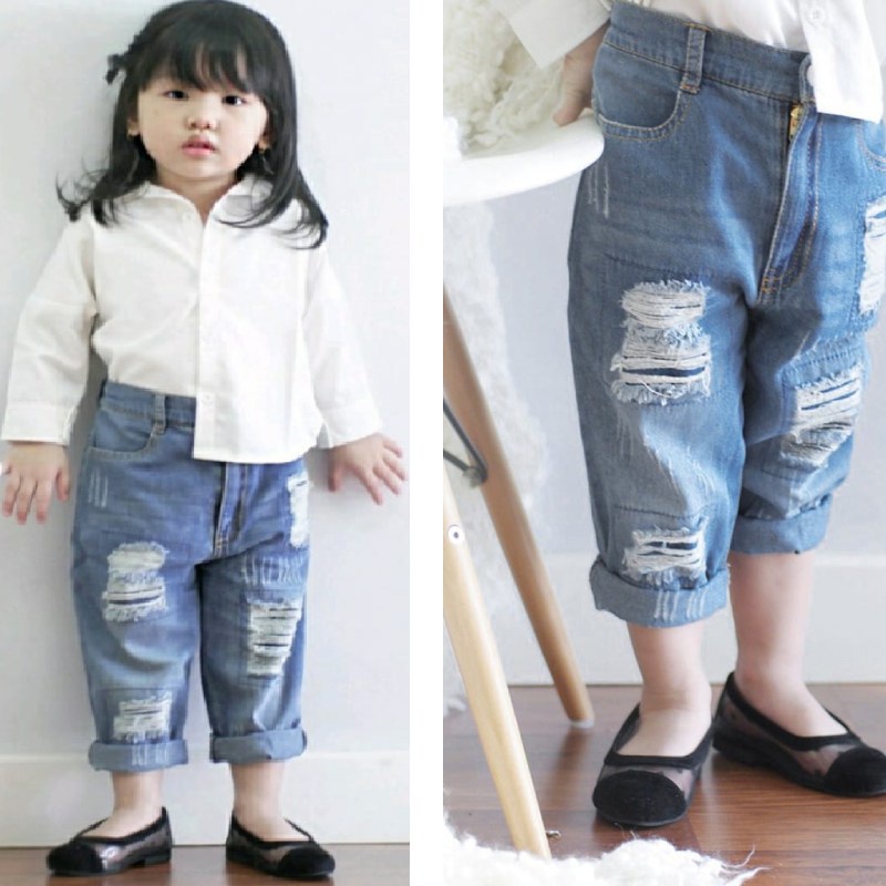 celana jeans sobek anak perempuan / ASH RIPPED JEANS