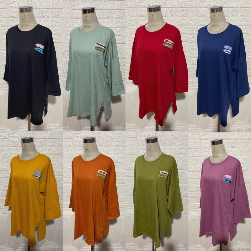 KAOS OVERSIZED BORDIR MASYAALLAH SLIT DAILY TOP JUMBO XXL BASIC POLOS LENGAN 7/8 COTTON COMBED 30S