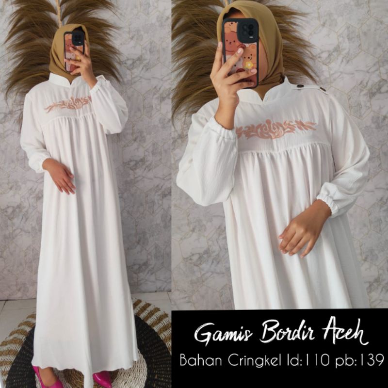 Gamis Bordir Aceh Cantik