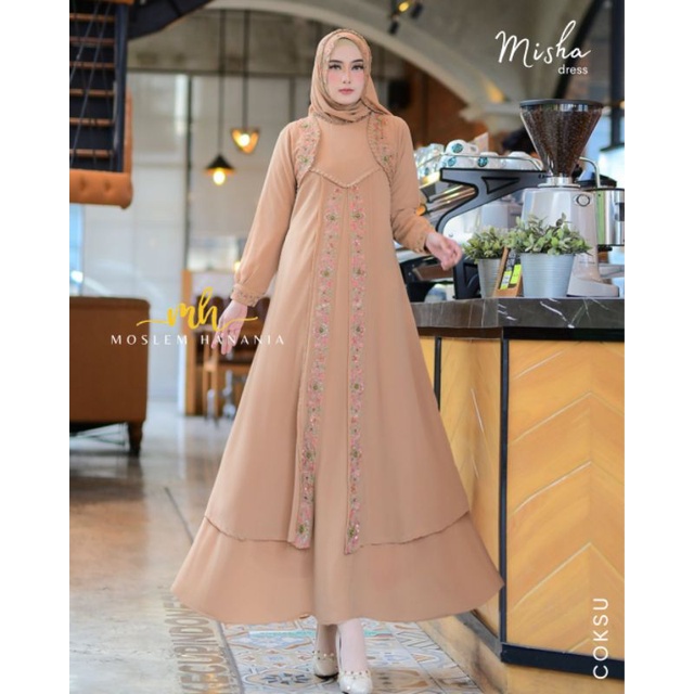 FASHION MUSLIM // MISHA DRESS // BAHAN BABYDOLL FULL FURING MIX BORDIR LANGSUNG // KODE RR