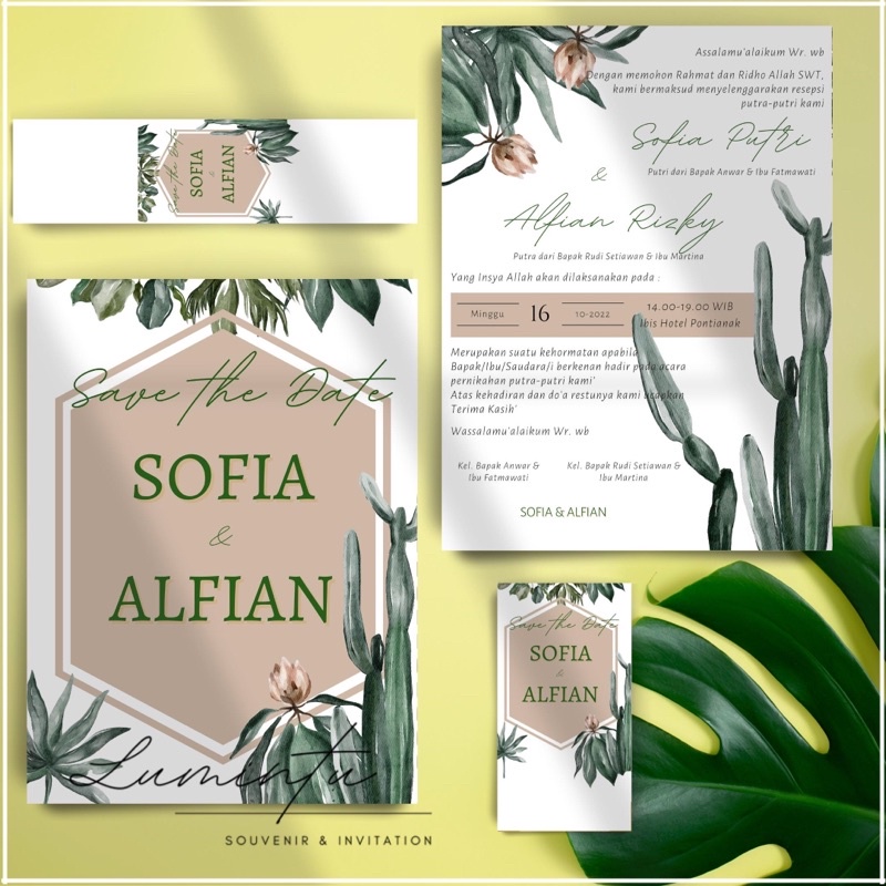 

Tropical Boho wedding invitation / undangan pernikahan / undangan bohemian / undangan modern aesthetic