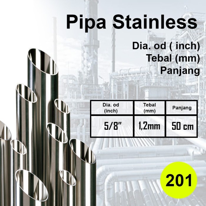 Pipa Stainless 5/8"Inch Tebal 1,2mm Felterre Pipa Bulat SS 201