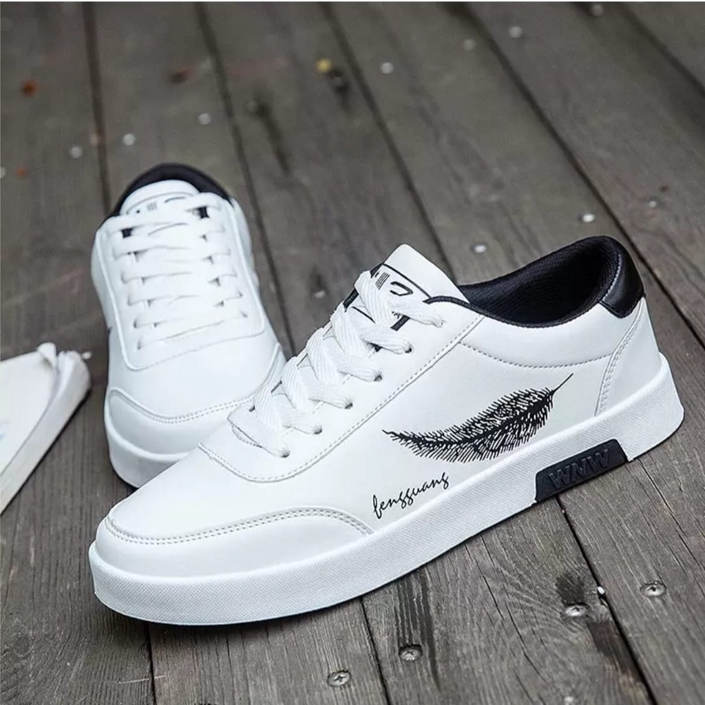 sepatu cowok keren putih daun