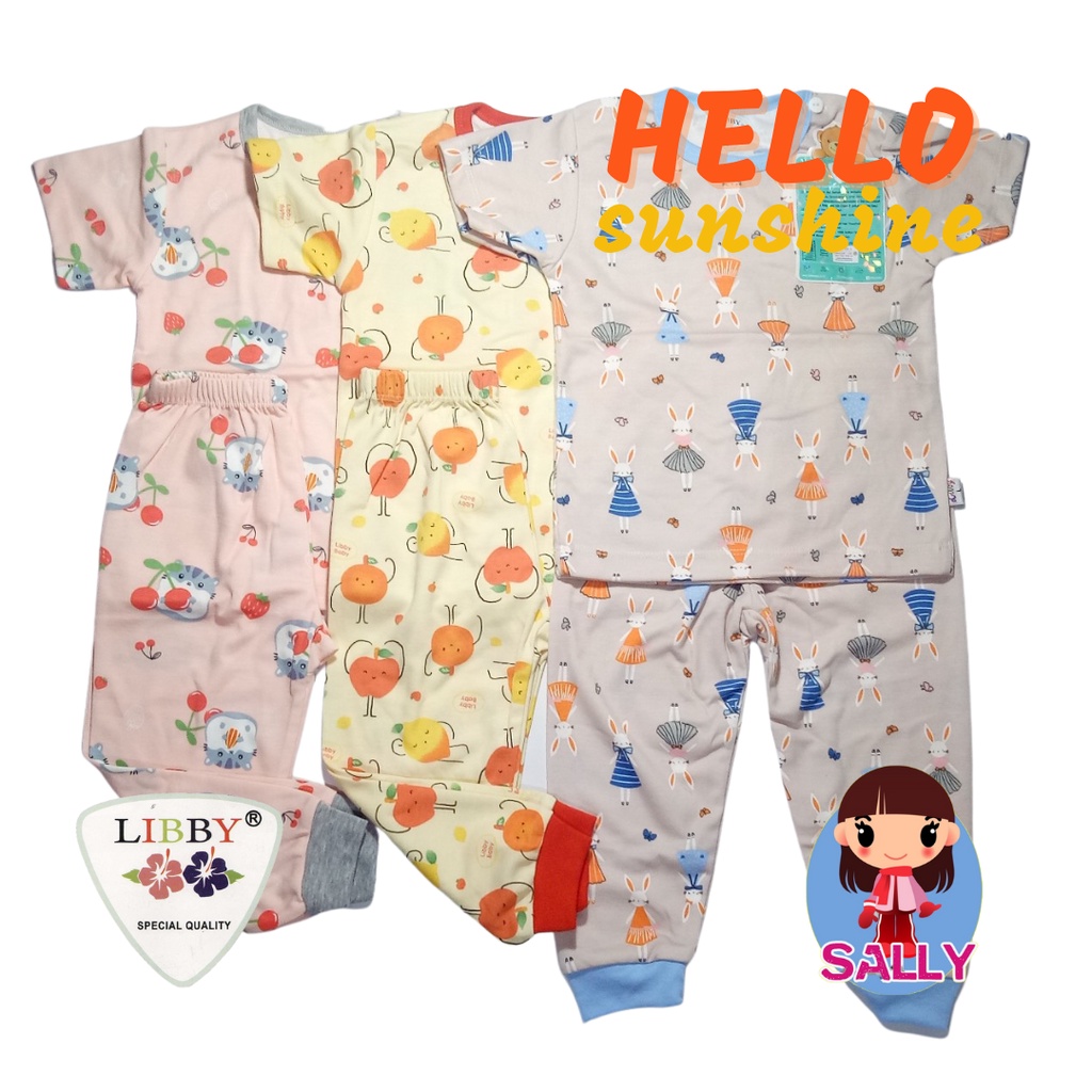 Libby - 3 Setel Baju Bayi Oblong Pendek Celana Panjang Baby Laki Perempuan S M L