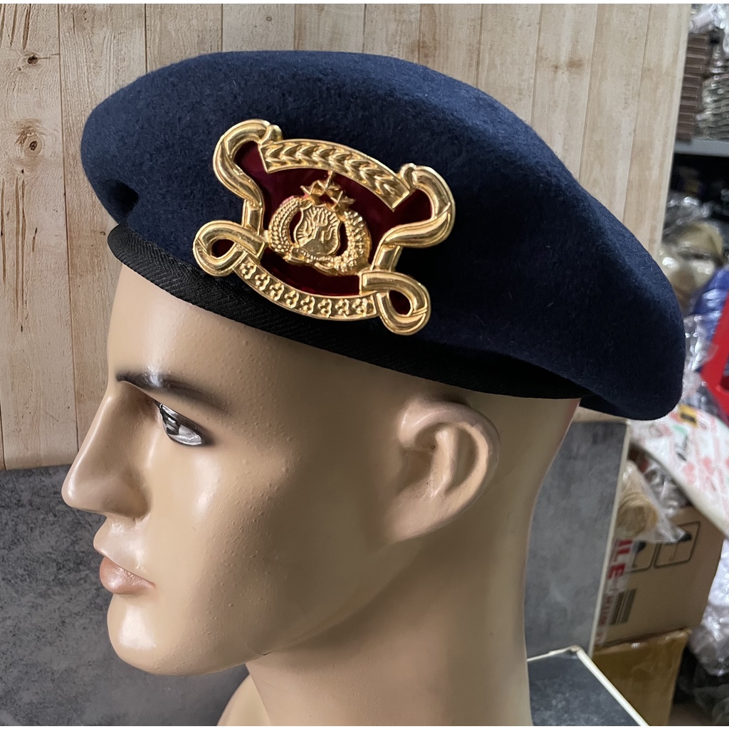 Baret Kacamata Brimob (Dongker) - Baret Brimob Satpam - Baret Pemadam - Baret Biru Dongker Kacamata