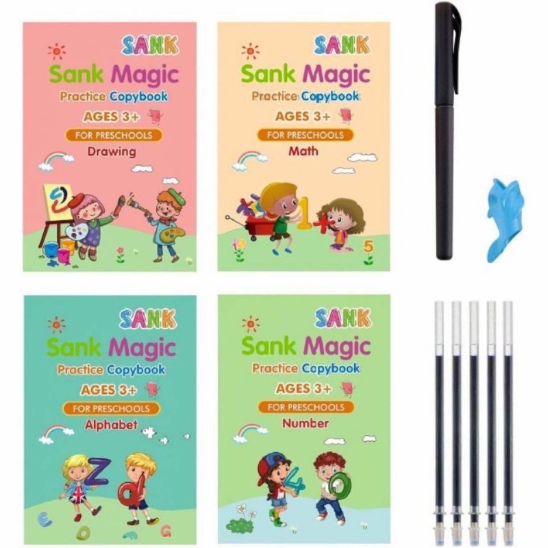 Sank Magic 3D Buku Edukasi Anak Belajar Menulis Untuk TK Angka &amp; Huruf / buku megic