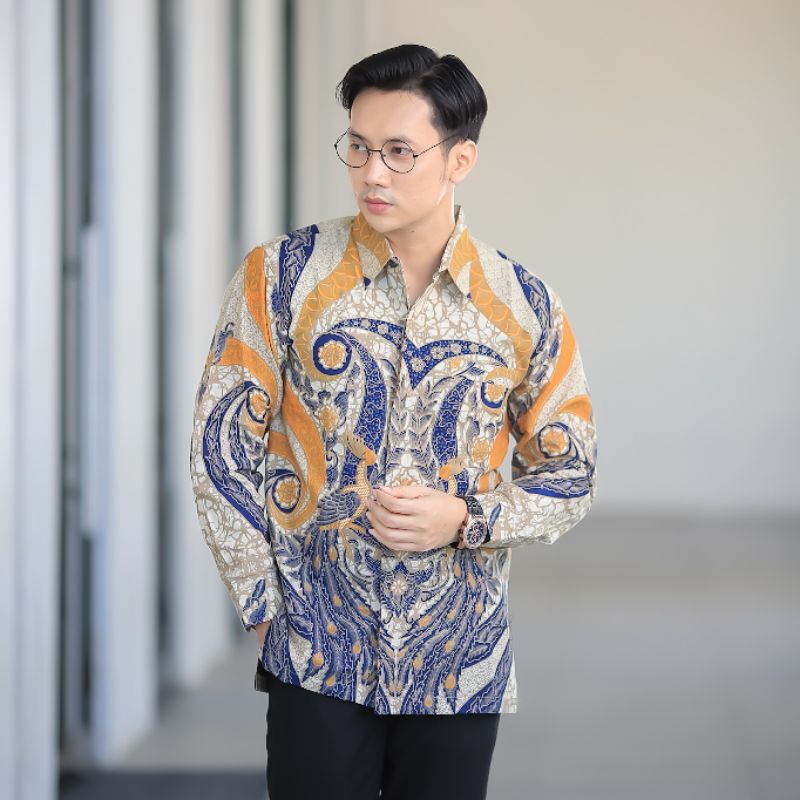 BATIK BOLO DEWO Motif Lanange Jagat Hem Atasan Kemeja Baju Batik Pria Lengan Panjang