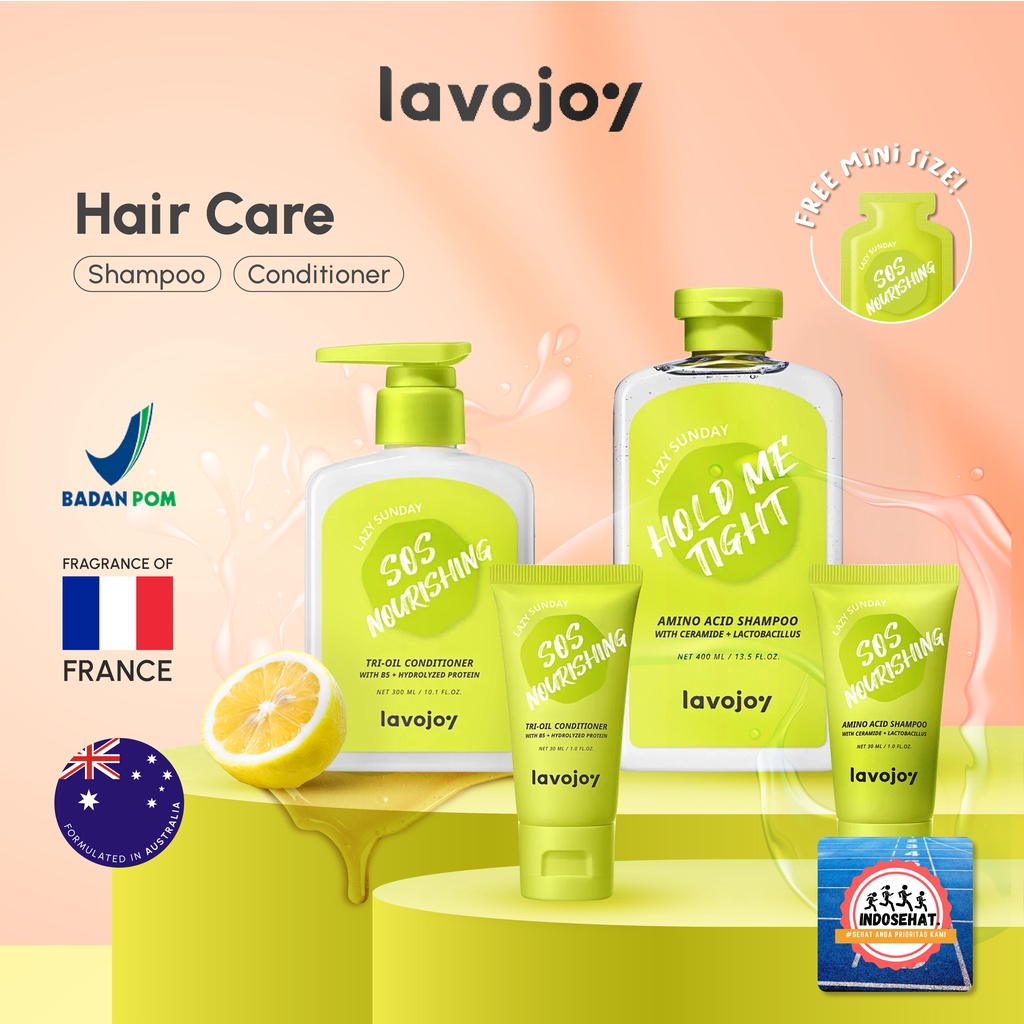 LVJ Lavojoy Hold Me Tight Shampoo SOS Nourishing Conditioner Lazy Sunday - Perawatan Rambut Rontok Rusak