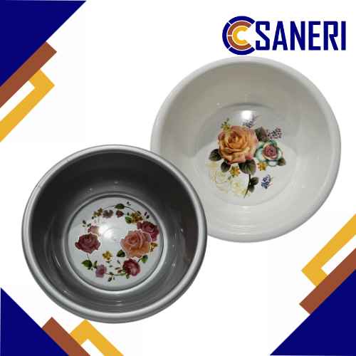 BASKOM PLASTIK AIR 702 PUTIH ABU METALIK MOTIF BUNGA