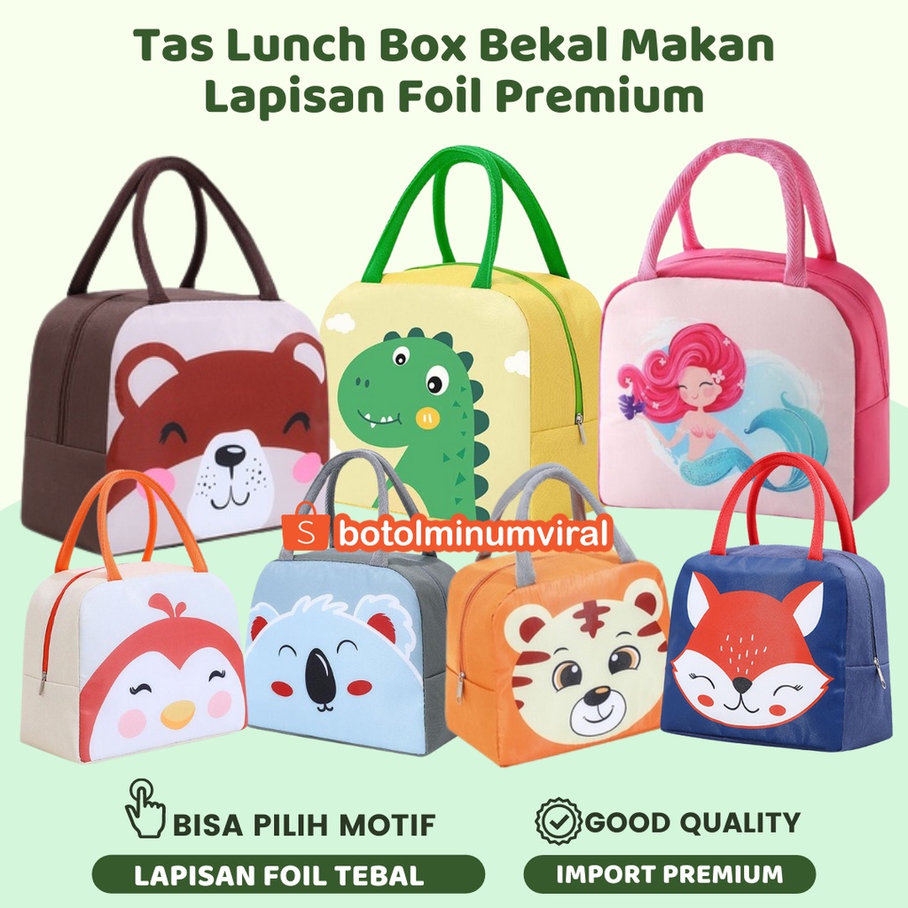 Tas Bekal Makan Anak Sekolah Karakter Tahan Panas Dingin Lapisan Foil