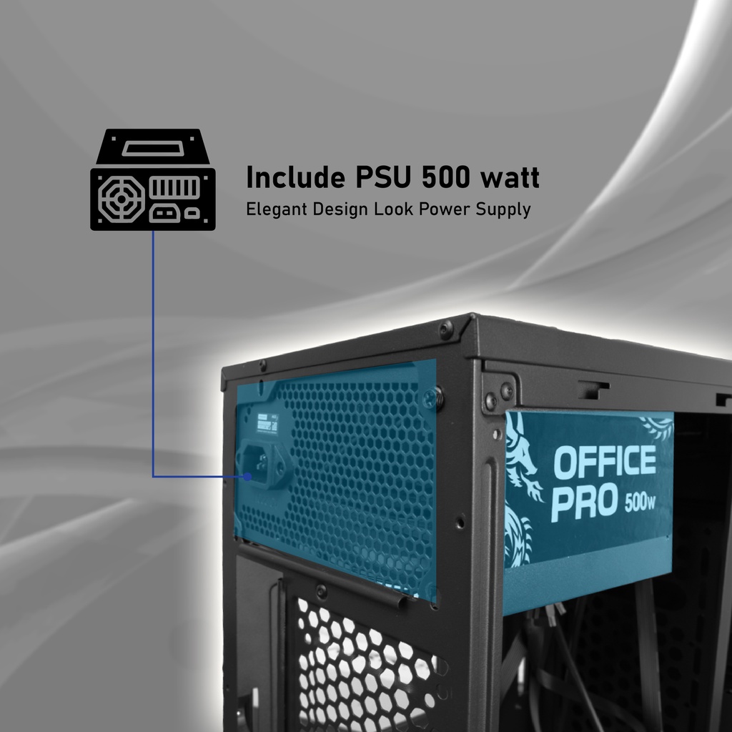 Casing Office Pro KR 22 Vurrion Free Include PSU 500Watt Case Casing Standard Micro Atx Matx Resmi