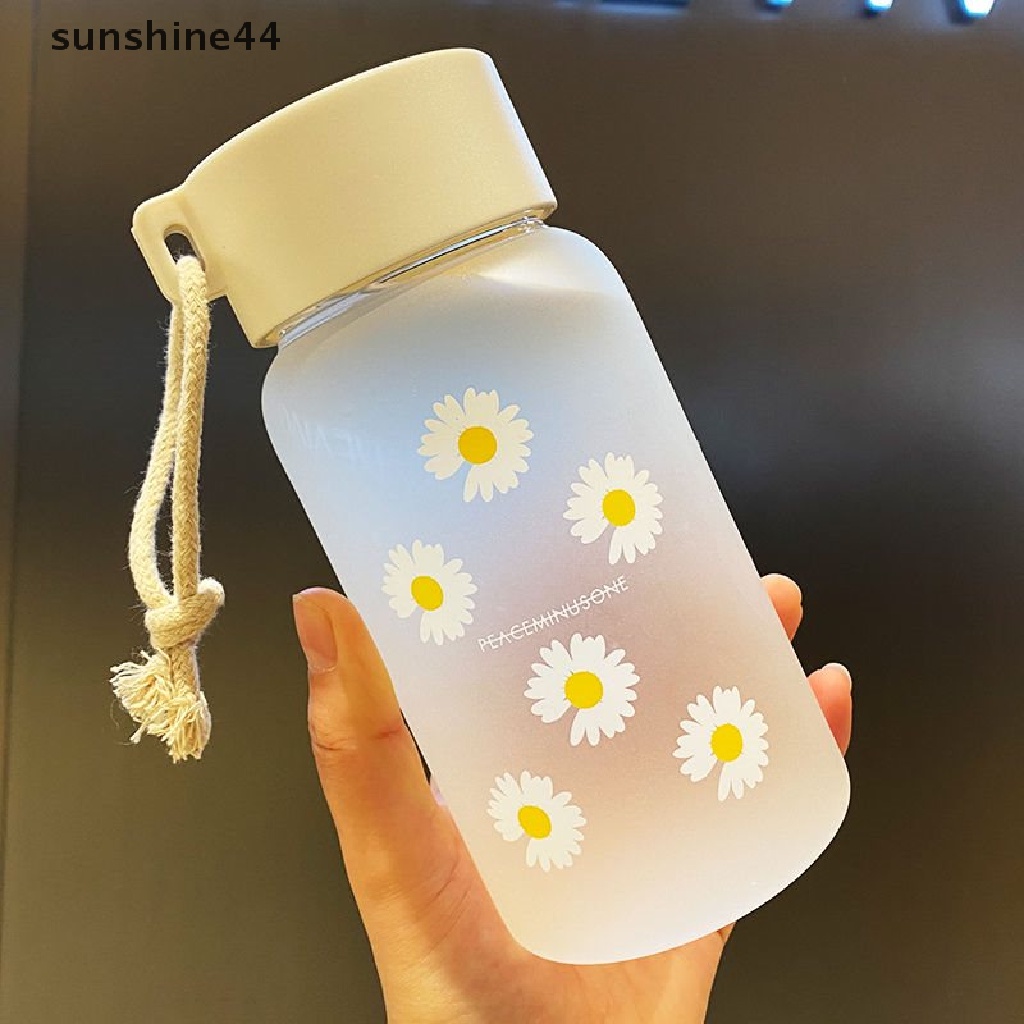 Sunshine Botol Minum Plastik Transparan 500Ml Motif Bunga Daisy Untuk Travel