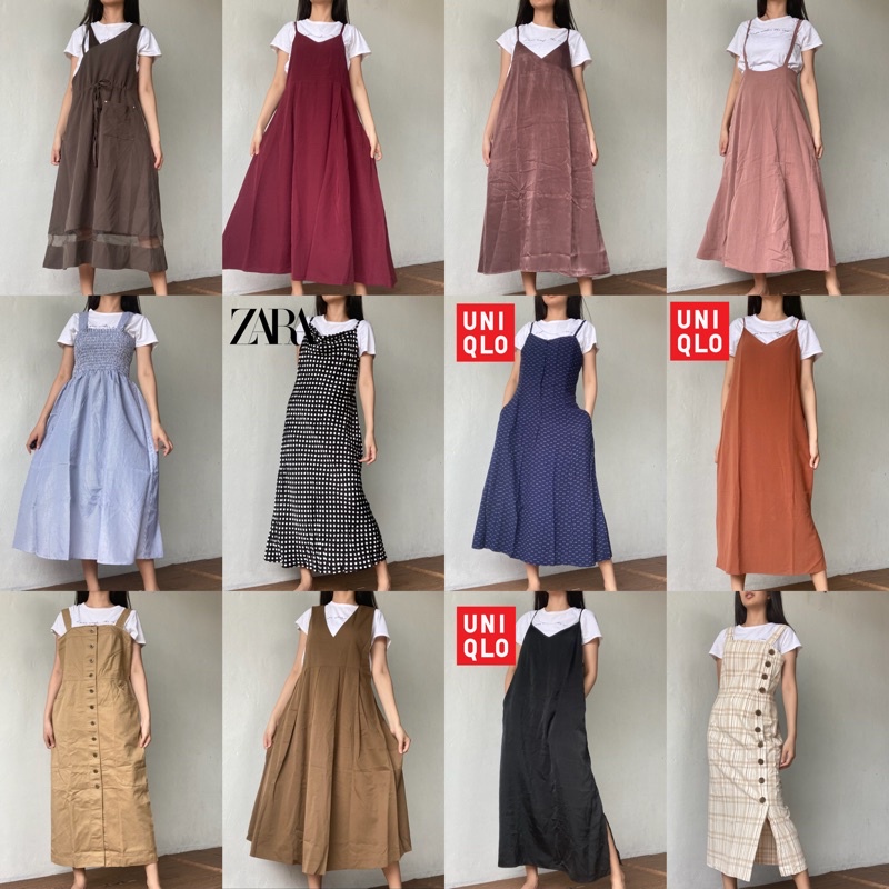 Overall Dress wanita /  Dress Lengan Tank top